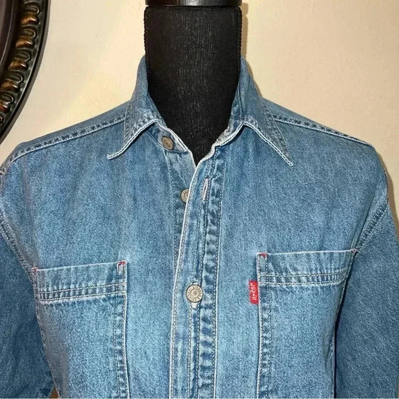 Levi’s Unisex Kids Vintage Denim Button Down Shirt Blouse Size 12-14 Medium - Picture 10 of 15